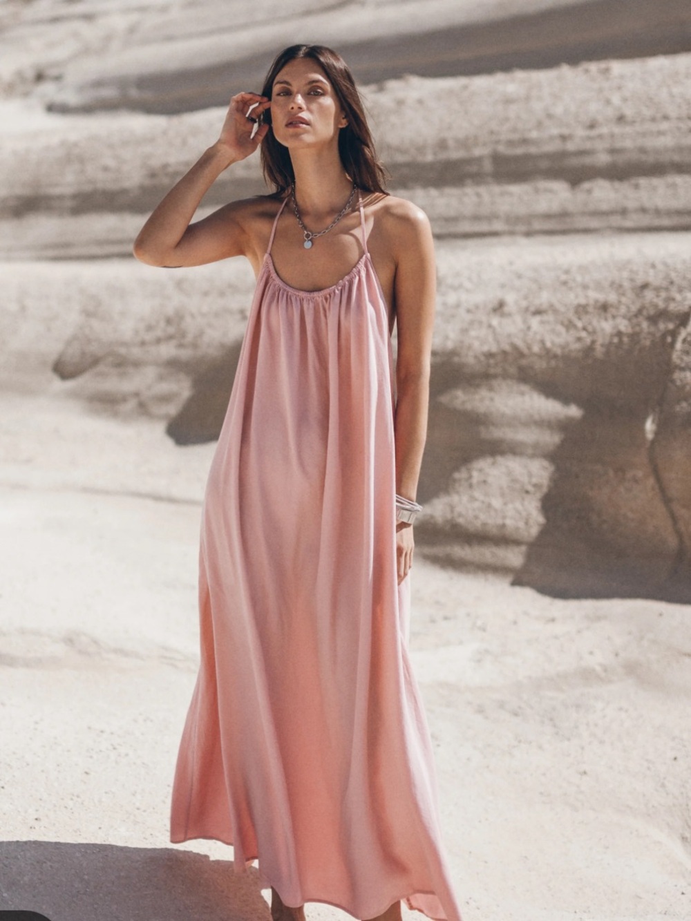 Backless raw hemn halter dress